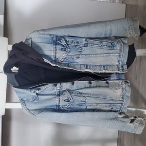 Vintage distressed Levi Jacket with Black Sweatshirt